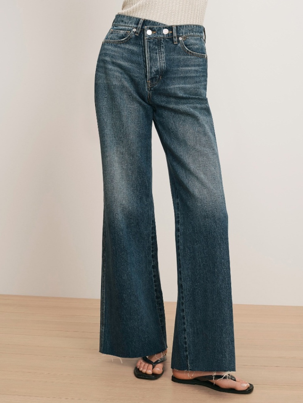 Veronica Beard TAYLOR Crossover Waistband Wide Leg Jeans City Lights W/ Tags 26
